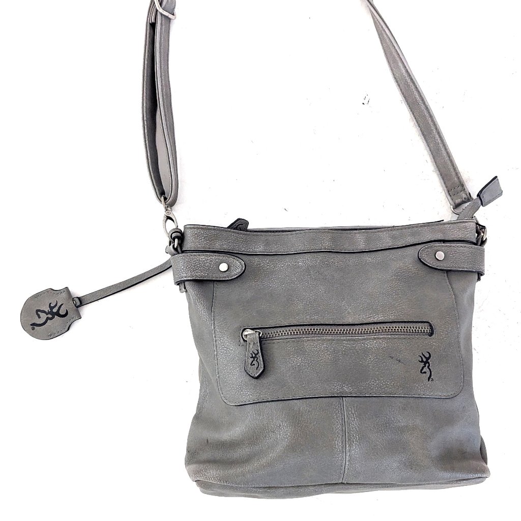 Browning Ccw Gray Faux Leather Locking Concealed Carry Purse